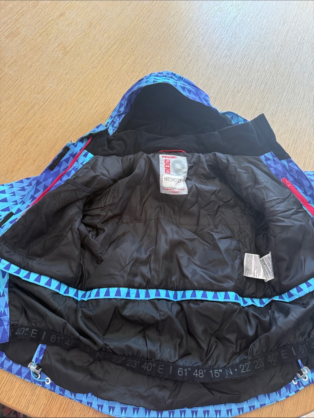 ReimaTec Kids Waterproof Insulated Winter Jacket Blue Geometric Print Size 122 - Picture 4 of 4